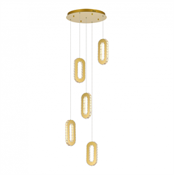 ST LUCE SL6506.203.05 Светильник подвесной Золотистый/Золотистый, Прозрачный LED 5*9W 3000K SL6506.203.05 - фото 101451