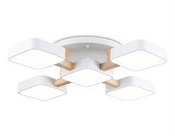 Ambrella Светильник светодиодный подвесной FL4881/5 WH/WD белый/дерево 90W 3000-6000K 675*675*110 (без ПДУ) FL4881 - фото 102705