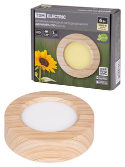 TDM Светильник накладной светодиодный круг "Даунлайт" СПО (сосна) 6 Вт 120*32 мм 3000К SQ0329-0411 - фото 104103