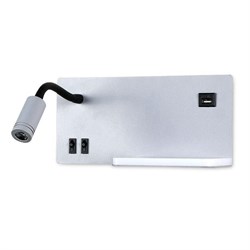 Ambrella Настенный светодиодный светильник с полкой, выключателем и USB портом FW292 GR/BK серый/черный LED 4200K 5W+3W 260*150*110 FW292 - фото 107077