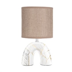 Светильник декоративный настольный Форте, основание дуга под золотой мрамор, бежевый абажур, цоколь Е27, 60Вт REXANT 603-1024 - фото 108198