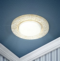 ЭРА DK80 WH/GD Белый/золото Светильник под лампу Gx53, 220V,13W Б0019576 - фото 109896