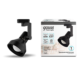 Gauss Светильник трековый конус E27 220V IP20 112*230мм черный однофазный TR013 - фото 112375