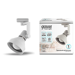 Gauss Светильник трековый конус E27 220V IP20 112*230мм белый однофазный TR014 - фото 112382