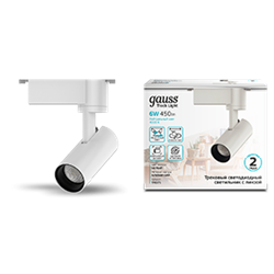 Gauss Светильник трековый цилиндр 6W 600lm 4000K 180-220V IP20 45*155мм белый линза 36? LED TR075 - фото 112400