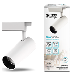 Gauss Светильник трековый цилиндр 20W 1650lm 4000K 180-240V IP20 65*210мм белый угол 24? LED TR068 - фото 112485