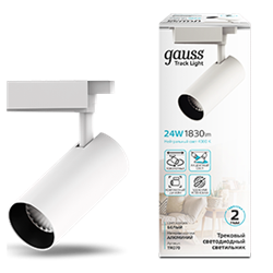 Gauss Светильник трековый цилиндр 24W 1830lm 4000K 180-240V IP20 65*210мм белый угол 24? LED TR070 - фото 112510