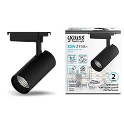 Gauss Светильник трековый цилиндр 32W 2750lm 4000K 180-240V IP20 75*220мм черный угол 24? LED TR073 - фото 112544