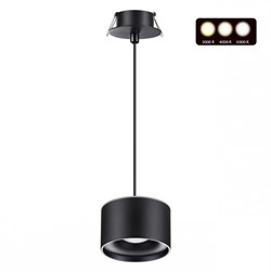 Novotech 358965 SPOT NT22 черный Светильник встраиваемый с переключ. цв. температуры, провод 2м IP20 LED 3000К\4000К\6000К 12W вниз + 3W вверх 110-265 358965 - фото 114629