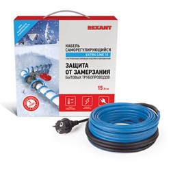 Греющий саморегулирующийся кабель на трубу 15MSR-PB 25M (25м/375Вт) Rexant 51-0623 - фото 117432