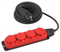 ЭРА Удлинитель силовой ЭРА UK-4e-3x1,5-5m-IP44(KG) с заземлением 4 розетки каучук 5м КГ 3х1,5мм2 IP44 Б0057585 - фото 118171