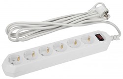 ЭРА USF-6es-1,5m-W-BOX Белый Сетевой фильтр базовая защита, с/з, с выключателем, 6гн, 1,5м, ПВС, 10А Б0037260 - фото 118197