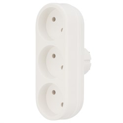Тройник электрический линейный, 6-10 А, без заземления, белый Rexant 11-1078 - фото 118203