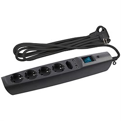 ЭРА SFU-5es-2m-B Черный Сетевой фильтр надежная защита, с защитным шторками, с выключателем, 5гн+2USB, 2м,, 10А, шторки C0043326 - фото 118283