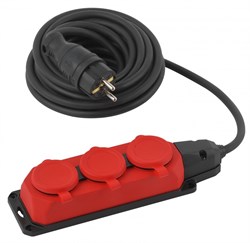 ЭРА Удлинитель силовой ЭРА UK-3e-3x1,5-5m-IP44(KG) с заземлением 3 розетки каучук 5м КГ 3х1,5мм2 IP44 Б0057579 - фото 118295