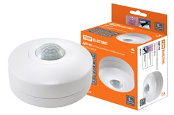 TDM Датчик движения  потолочный ДДП-03 1200Вт, 10-900с, 6м , 3+Лк, 120(сбоку)+360(сверху)гр IP33 SQ0324-0018 - фото 118644