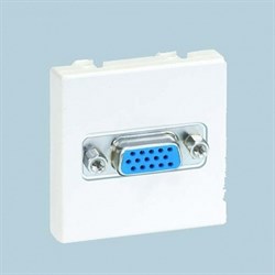 Simon 27 Мех Белая Розетка для подключения VGA-разъёма, HD15 (15pin), широкий, винты - фото 24579