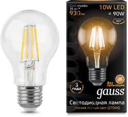 Gauss Лампа Filament А60 10W 930lm 2700К Е27 LED 102802110 - фото 33903