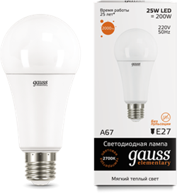 Gauss Лампа Elementary A67 25W 2000lm 3000K E27 LED 73215 - фото 33908
