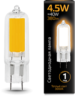 Gauss Лампа G4 AC220-240V 4.5W 380lm 3000K стекло LED 107807104 - фото 33952