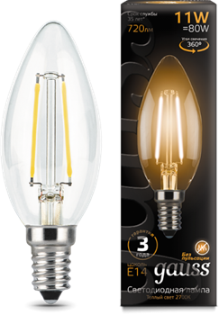 Gauss Лампа Filament Свеча 11W 810lm 2700К Е14 LED 103801111 - фото 34085