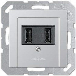 USB розетка для зарядки мобильных устройств, Алюминий - фото 38699