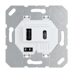 USB15CAWW Белая USB зарядное устройство с 1 гнездо USB типа A и 1 гнездо USB типа C Jung - фото 41258