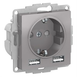 Розетка 220 с 2 USB 2 порта 5B 2,4А ATN000330 Schneider Electric Atlas Design - фото 45081