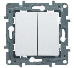 Legrand Etika белый выключатель 2-х клавишный, 10А 672202 - фото 61614