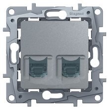 Legrand Etika алюминий розетка компьютерная 2-ая RJ45, категория 5е UTP - Etika - алюминий 672455 - фото 61790