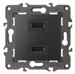 Зарядка usb 2 порта тип А 2100 mA антрацит ЭРА Элеганс 14-4110-05 - фото 62198