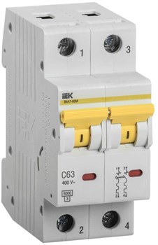 Автоматический выключатель IEK ВА47-60M 63А 2п MVA31-2-063-C, C, 6кА - фото 62971