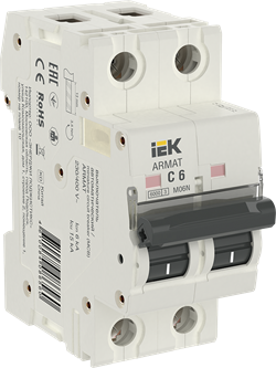 IEK ARMAT Автоматический выключатель M06N 2P C 6А AR-M06N-2-C006 - фото 63021