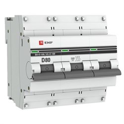 EKF PROxima ВА 47-100 Автоматический выключатель  (D) 3P 80А 10kA mcb47100-3-80D-pro - фото 64864