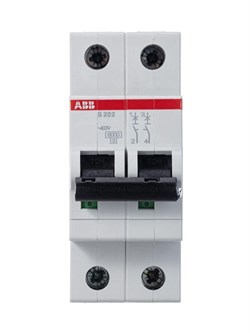 Автоматический выключатель ABB S202 6А 2п 2CDS252001R0065, 6кА, B - фото 64982