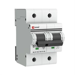 Автоматический выключатель EKF ВА 47-125 PROxima 125А 2п mcb47125-2-125D, 15кА, D - фото 65785