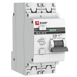 EKF PROxima АД-32 Диф. Автомат (C)  1P+N 25А/10мА тип АС 4,5кА , электронный DA32-25-10-pro - фото 65922