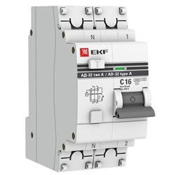 EKF PROxima АД-32 Диф. Автомат (C)  1P+N 16А/30мА тип А 4,5кА DA32-16-30-a-pro - фото 66498
