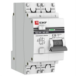 EKF PROxima АД-32 Диф. Автомат (C)  1P+N 16А/100мА тип АС 4,5кА , селективный DA32-16-100S-pro - фото 66506