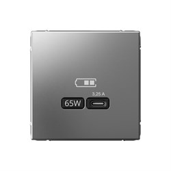 ArtGallery Сталь USB Розетка тип-С 65Вт высокоскоростная зарядка QC, PD, механизм GAL000927 - фото 68938