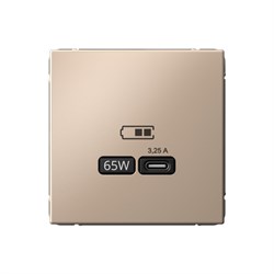 ArtGallery Песочный USB Розетка тип-С 65Вт высокоскоростная зарядка QC, PD, механизм GAL001227 - фото 69404