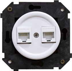 Bironi Шедель пластик белый розетка 2-ая RJ45 (скрытый монтаж) B3-302-21 - фото 69896