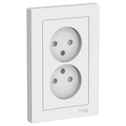 Systeme Electric AtlasDesign белый розетка без заземления, двойная, со шторками,16А, в сборе ATN000122 - фото 70590