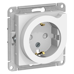 Systeme Electric AtlasDesign белый розетка с заземлением, со шторками с выталк., 16А, механизм ATN000147 - фото 70620