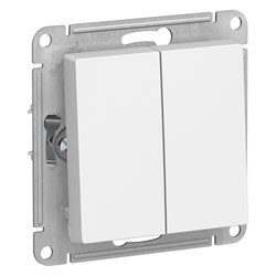 Systeme Electric AtlasDesign белый выключатель 2-клавишный с самовозвратом, сх.5, 10АХ, механизм ATN000117 - фото 70626