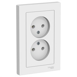 Systeme Electric AtlasDesign белый розетка без заземления, двойная, 16А, в сборе ATN000120 - фото 70640