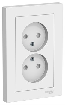 Systeme Electric AtlasDesign Лотос Розетка двойная б/з со шторками,16А, в сборе ATN001322 - фото 70705