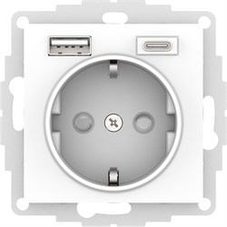 Systeme Electric AtlasDesign Лотос Розетка 16А с 2 USB A+C, 5В/2,4А/3,0А, 2х5В/1,5А, механизм ATN001332 - фото 70708