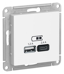 Systeme Electric AtlasDesign Лотос Розетка USB А+С, 5В/2,4 А, 2х5В/1,2 А, механизм ATN001339 - фото 70709
