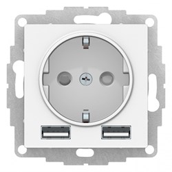 Systeme Electric AtlasDesign Лотос Розетка 16А с 2 USB A+A, 5В/2,4А, 2х5В/1,2А, механизм ATN001330 - фото 70726
